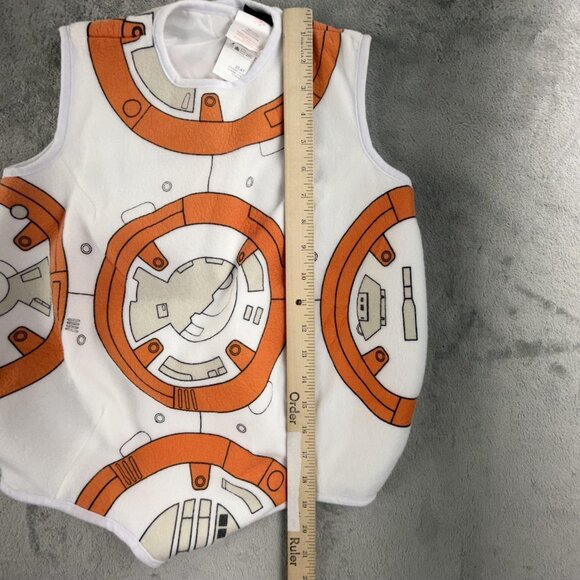 Star Wars BB-8 Costume Toddler 3T-4T White Orange Fleece Hat Set Disney Suit - Picture 7 of 11